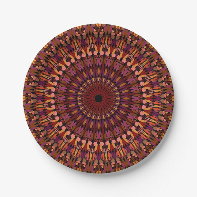 Floral Brown Mandala Design-48566 Paper Plate (Front)