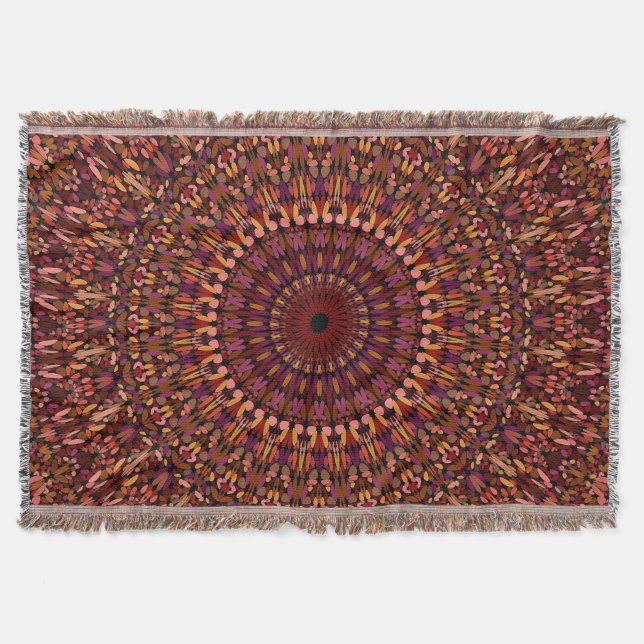 Floral Brown Mandala Design-48566 Throw Blanket (Front)