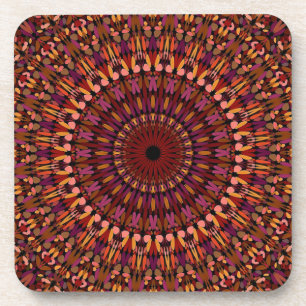 Floral Brown Mandala Design Coaster