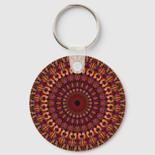 Floral Brown Mandala Design  Key Ring