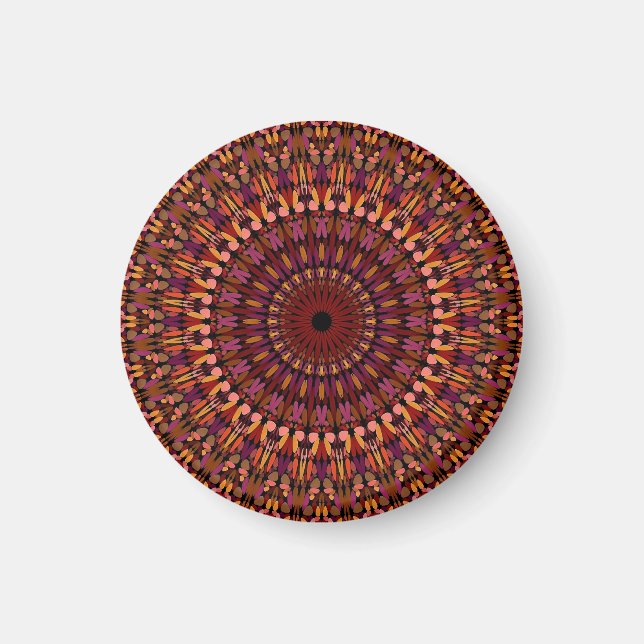 Floral Brown Mandala Design Magnet (Front)