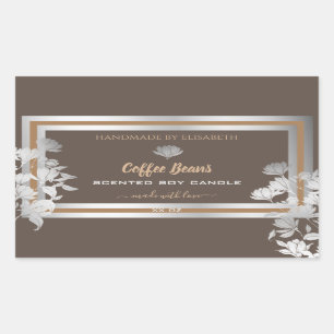 Floral Brown Product Packaging Labels Silver Frame