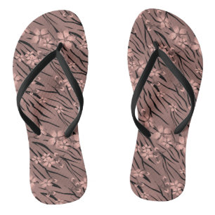 Floral, brown, tiger pattern jandals