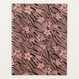 Floral, brown, tiger pattern planner