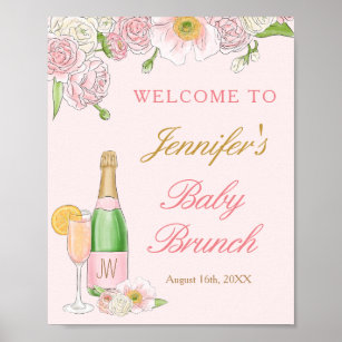 Floral Brunch and Bubbly Baby Brunch Welcome Poste Poster