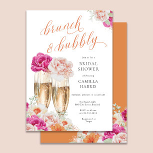 Floral Brunch and Bubbly Bridal Shower Invitation