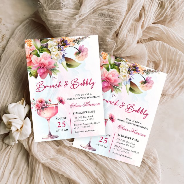 Floral Brunch And Bubbly Bridal Shower Invitation (Creator Uploaded)