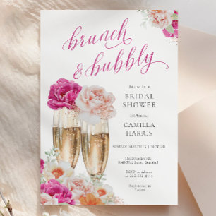 Floral Brunch and Bubbly Bridal Shower Invitation