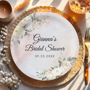 Floral Brunch And Bubbly Bridal Shower Paper Plate