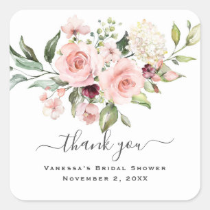 Floral Brunch and Bubbly Bridal Shower Square Sticker