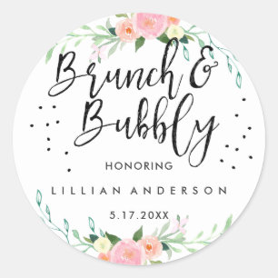 Floral Brunch and Bubbly Bridal Shower Sticker