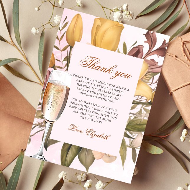 Floral Brunch And Bubbly Bridal Shower Thank You Card (Creator Uploaded)