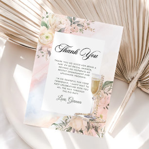 Floral Brunch And Bubbly Bridal Shower Thank You Card