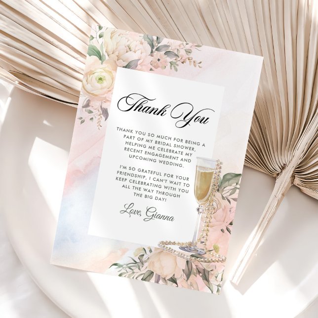 Floral Brunch And Bubbly Bridal Shower Thank You Card (Creator Uploaded)