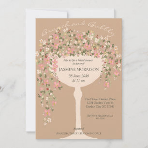 Floral Brunch and Bubbly Champagne Bridal Shower Invitation