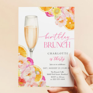 Floral Brunch & Bubbly Birthday Brunch Invitation