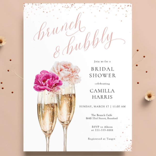 Floral Brunch & Bubbly Bridal Shower Invitation (Creator Uploaded)