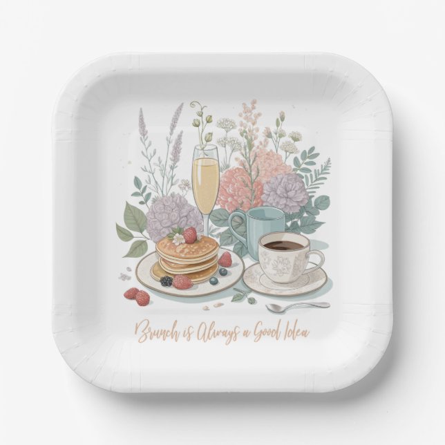 Floral Brunch Paper Plate (Front)