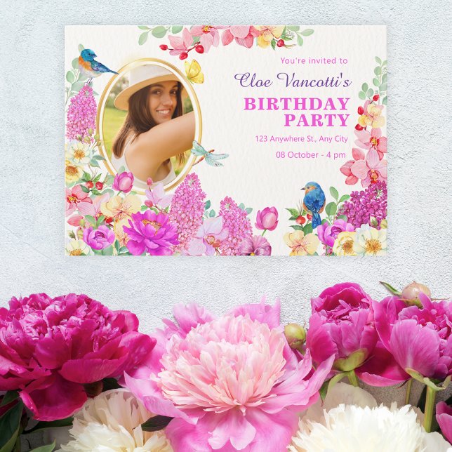 Floral brunch photo birthday  invitation (Creator Uploaded)