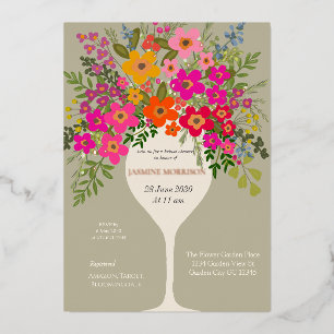 Floral Brunch Wine Glass Bridal Shower