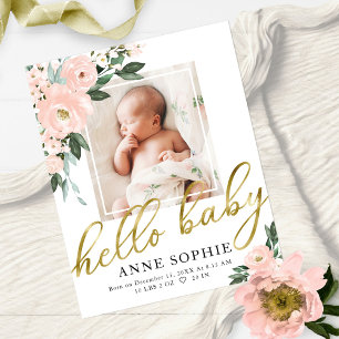 Floral Budget Birth Announcement Thank You Card