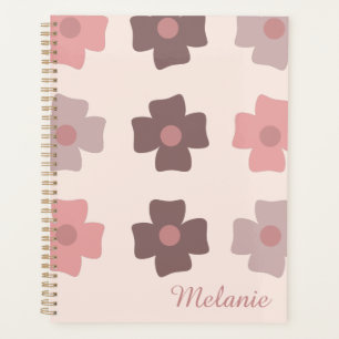 Floral Buds Brown Pink Name Planner