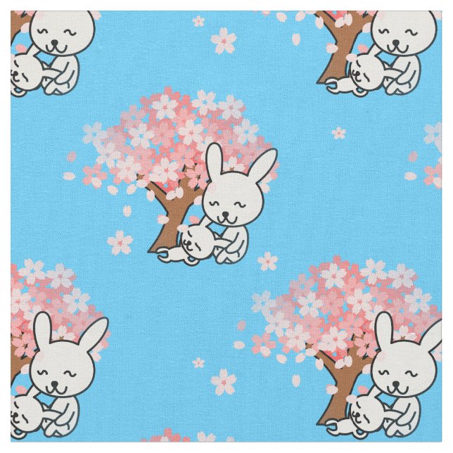 floral bunnies fabric (Close Up)
