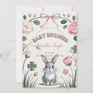 Floral Bunny Baby Shower Invitation