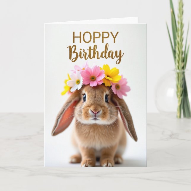 Floral Bunny Birthday Card (Front)