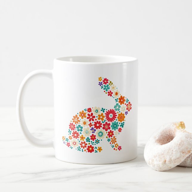 Floral Bunny Coffee Mug (With Donut)