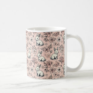 Floral Bunny Doodle Mug – Adorable & Aesthetic