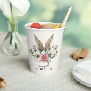 Floral Bunny Ear Birthday Paper Cups