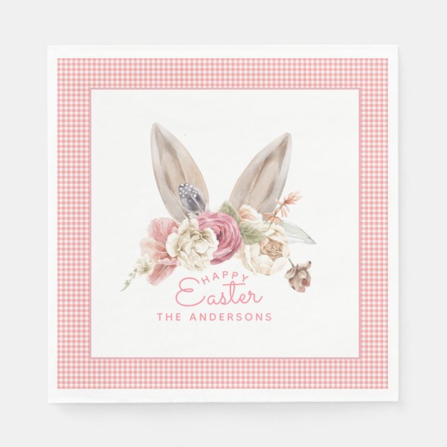 Floral Bunny Ears Easter  Napkin (Front)
