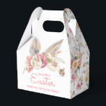 Floral Bunny Ears | Happy Easter Favour Box<br><div class="desc">This Easter themed favour box has bunny ears peeking out of a spring flower bouquet with the words "Happy Easter" in pink. You can personalise with a name. The sides have a coordinating floral pattern.</div>
