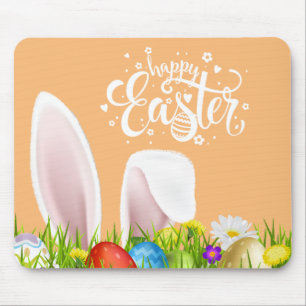 Floral Bunny Ears Happy Easter Mousepad