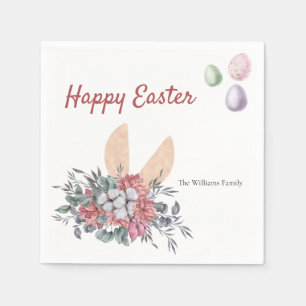 Floral Bunny Easter Personalised Naplins Napkin