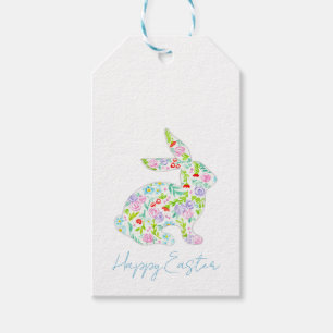 Floral Bunny HAPPY EASTER Spring Colourful Fun Gift Tags