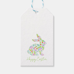 Floral Bunny HAPPY EASTER Spring Colourful Fun Gift Tags