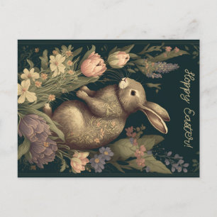 Floral Bunny Hop: Antique Easter Greetings, Hoppy Postcard