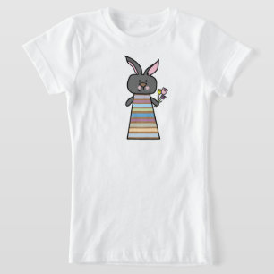 Floral Bunny Illustration Girls Animal T-Shirt