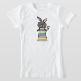 Floral Bunny Illustration T-Shirt for Girls