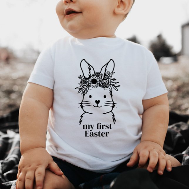 Floral Bunny My First Easter Baby Tshirt (Creator Uploaded)