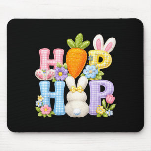 Floral bunny patchwork easter day hip hop spring mouse pad