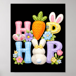 Floral Bunny Patchwork Easter Day Hip Hop Spring Poster