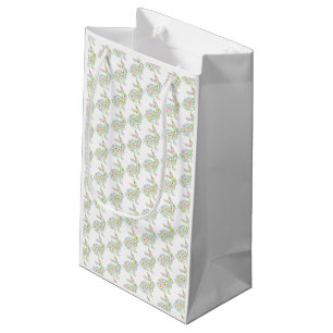 Floral Bunny Pattern Easter Spring Colourful Fun Small Gift Bag