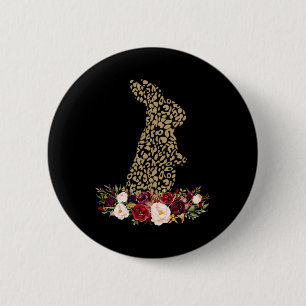 Floral Bunny Rabbit Leopard Cheetah Print Easter G 6 Cm Round Badge