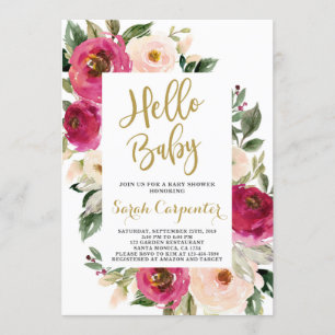 Floral Burgundy and blush baby shower girl Invitation