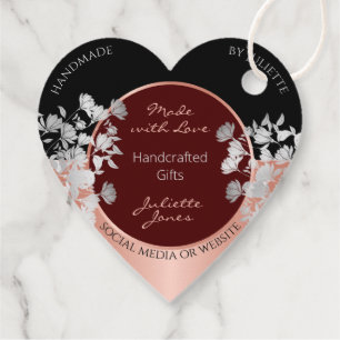 Floral Burgundy and Rose Gold Marketing Thank You Favour Tags