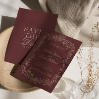 Floral Burgundy Beige Botanical Old Money Wedding