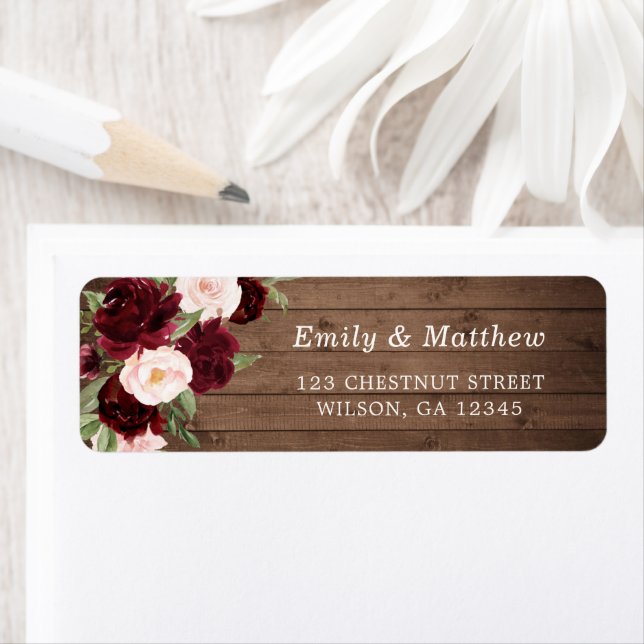 Floral Burgundy Blush Rustic Wood Romantic Wedding (Insitu)